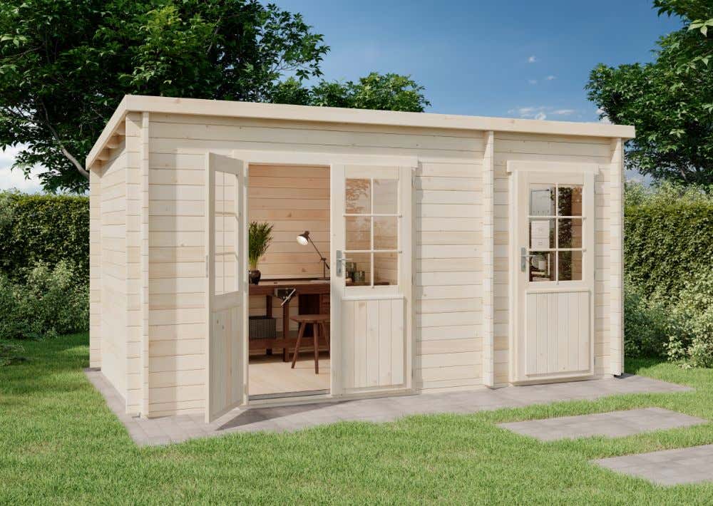 Pultdach Gartenhaus Maria mit Anbau | 5x3m | Restposten 16% Rabatt
