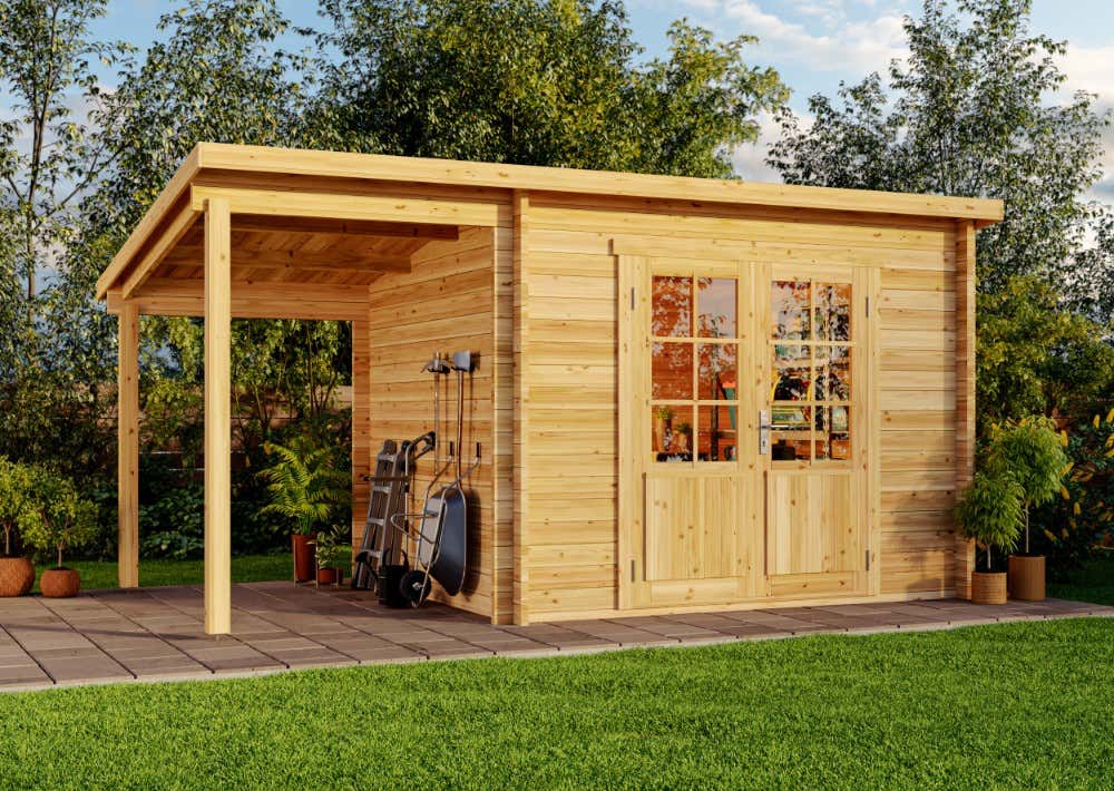 Pultdach Gartenhaus Maria mit Schleppdach | 5x3m | Restposten 15% Rabatt