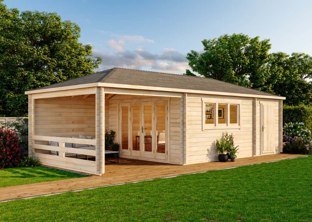 Gartenhaus Montana mit Anbau | 9x4m | Restposten 16% Rabatt