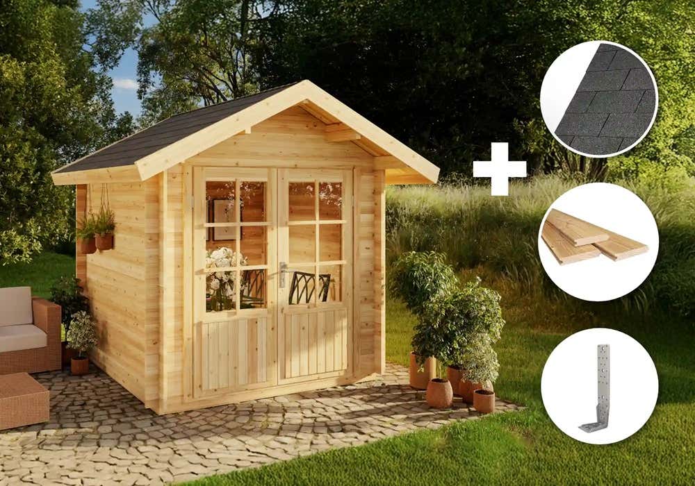 ECO Set - Gartenhaus Palma | 3x3m | Restposten 21% Rabatt