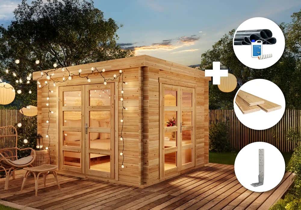 ECO Set - Gartenhaus Paloma Beach | 3x3m | Restposten 21% Rabatt