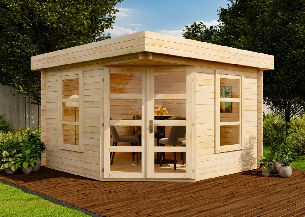 Flachdach Gartenhaus Modell Oregon-40 | 4x4m | Restposten 26% Rabatt