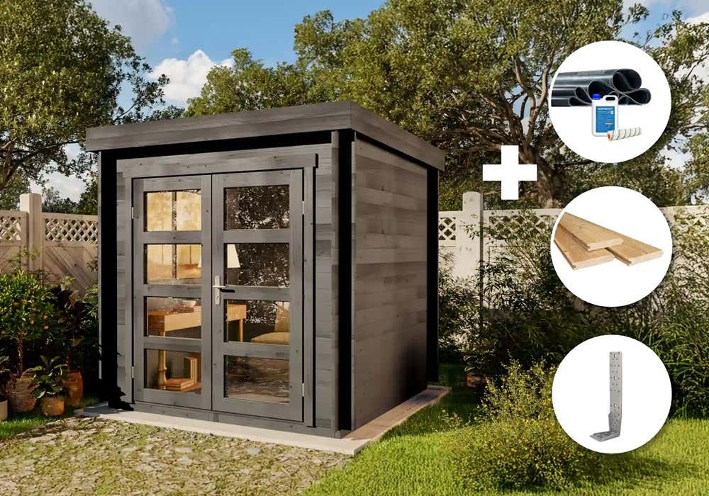 ECO Set - Gartenhaus Paloma Petit - grau | 2x2m | Restposten 21% Rabatt