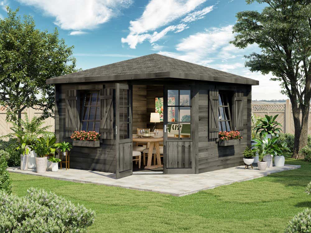 5-Eck Gartenhaus Monica Royal | 4x4m | Restposten 13% Rabatt Unkategorisiert online kaufen