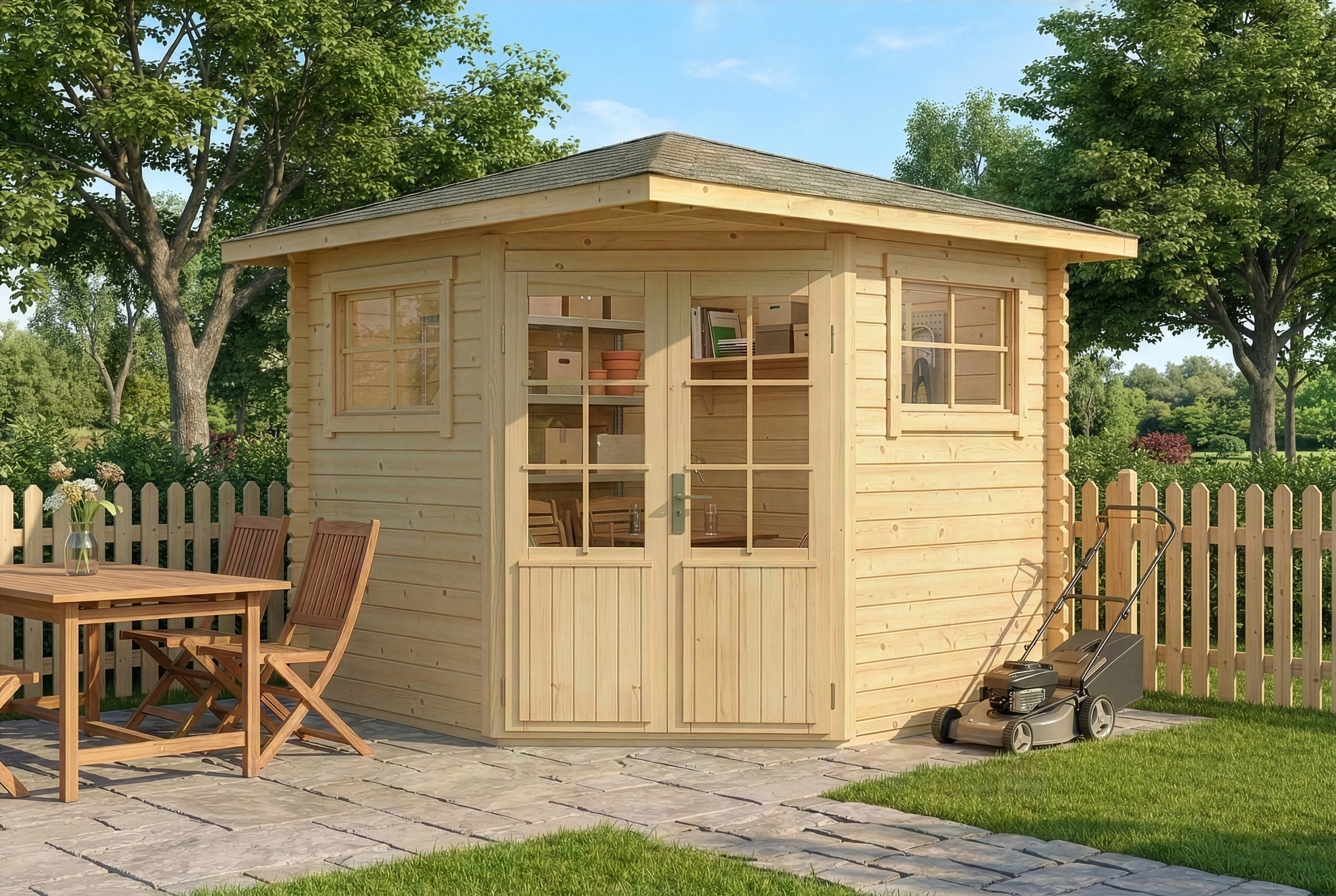 5-Eck Gartenhaus Sunny B | 3x3m | Restposten 12% Rabatt Unkategorisiert online kaufen