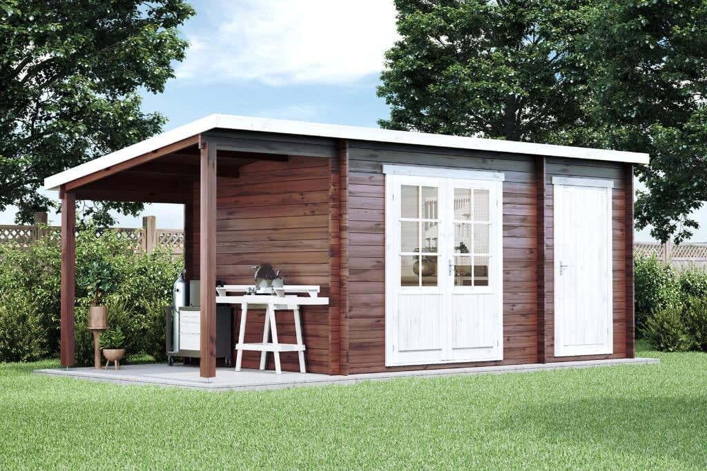 Pultdach Gartenhaus Maria mit Anbau & Schleppdach | 6x3m | Restposten 16% Rabatt Unkategorisiert online kaufen
