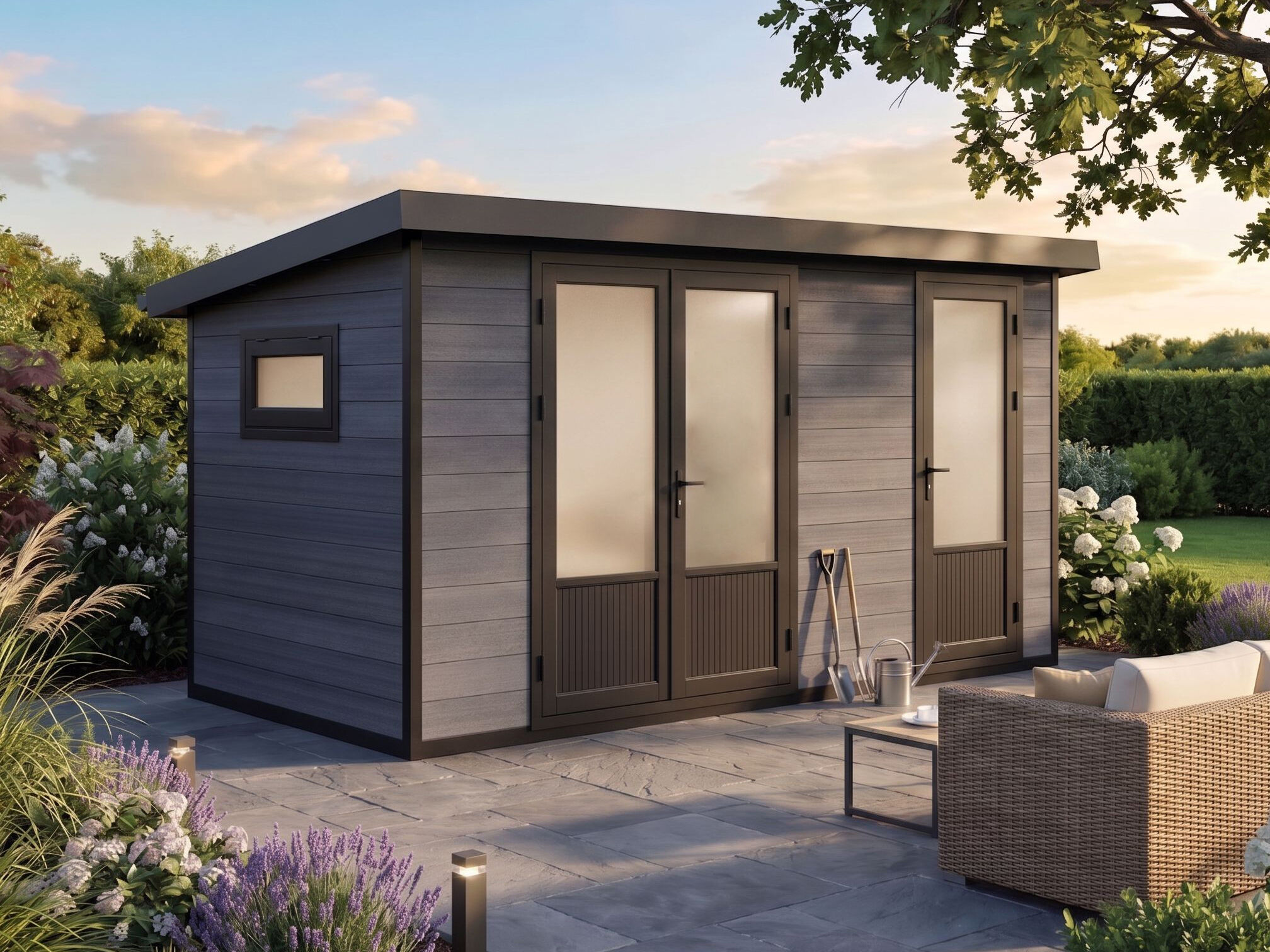 WPC Gartenhaus Modell Style DeLuxe 2-Raum 8,0 m² | 4x2m | Restposten 26% Rabatt