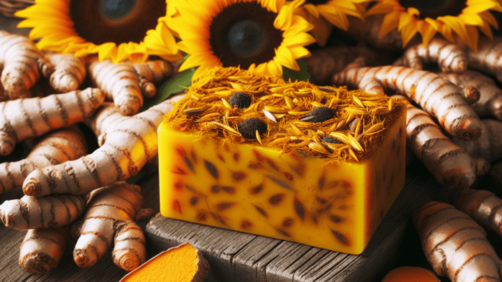 Verzaubern Sie Ihr Badezimmer mit sonnigen Herbstfarben: Sonnenblumen-Kurkuma-Seife selbst gemacht