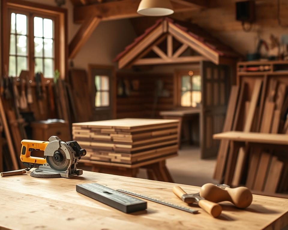 Bretter zuschneiden Gartenhaus